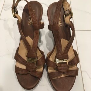 Michael Kors brown leather high heel sandal size 8